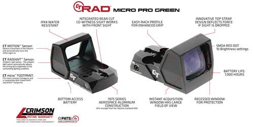 CRIMSON TRACE REFLEX SIGHT RAD - MICRO PRO 5MOA GREEN DOT - Image 2