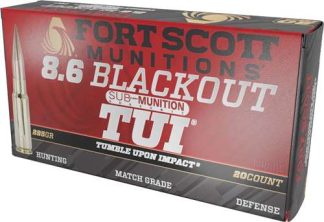 FORT SCOTT 8.6 BLACK OUT 285GR SUB SONIC 20RD BOX 10 BOXES PER CASE