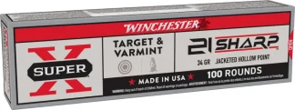 WINCHESTER SUPER X 21 SHARP 34G JHP 100RD BX 2000RD CASE