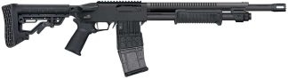 MOSSBERG 590RM TACTICAL MAG FED 12G SHOTGUN 18.5" BREACHER BBL, MAGPUL FOLDING SIGHTS, 10+1