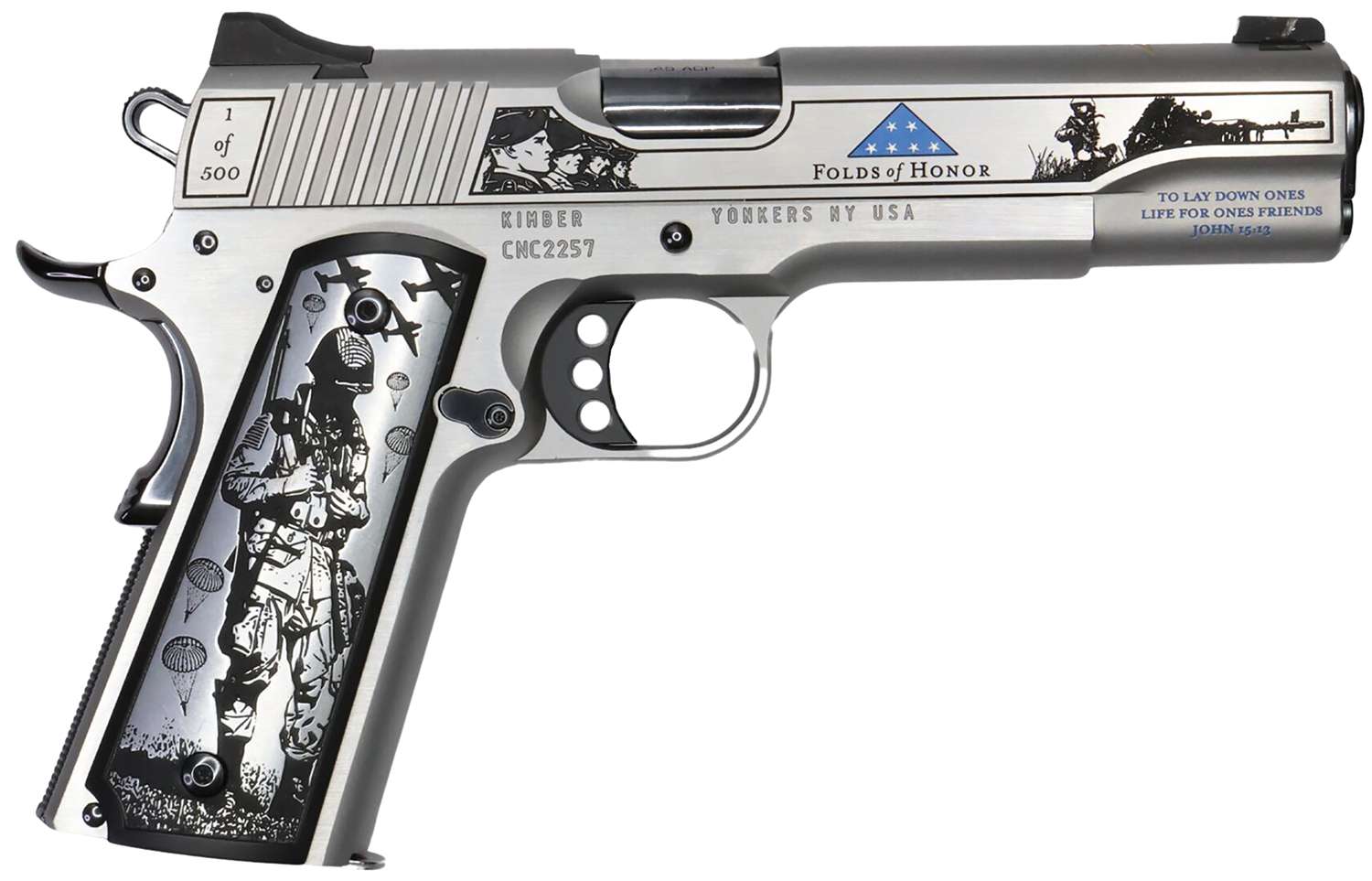 CNC KIMBER CUSTOM ENGRAVED FOLDS OF HONOR 1911 45ACP PISTOL  1-7RD MAG
