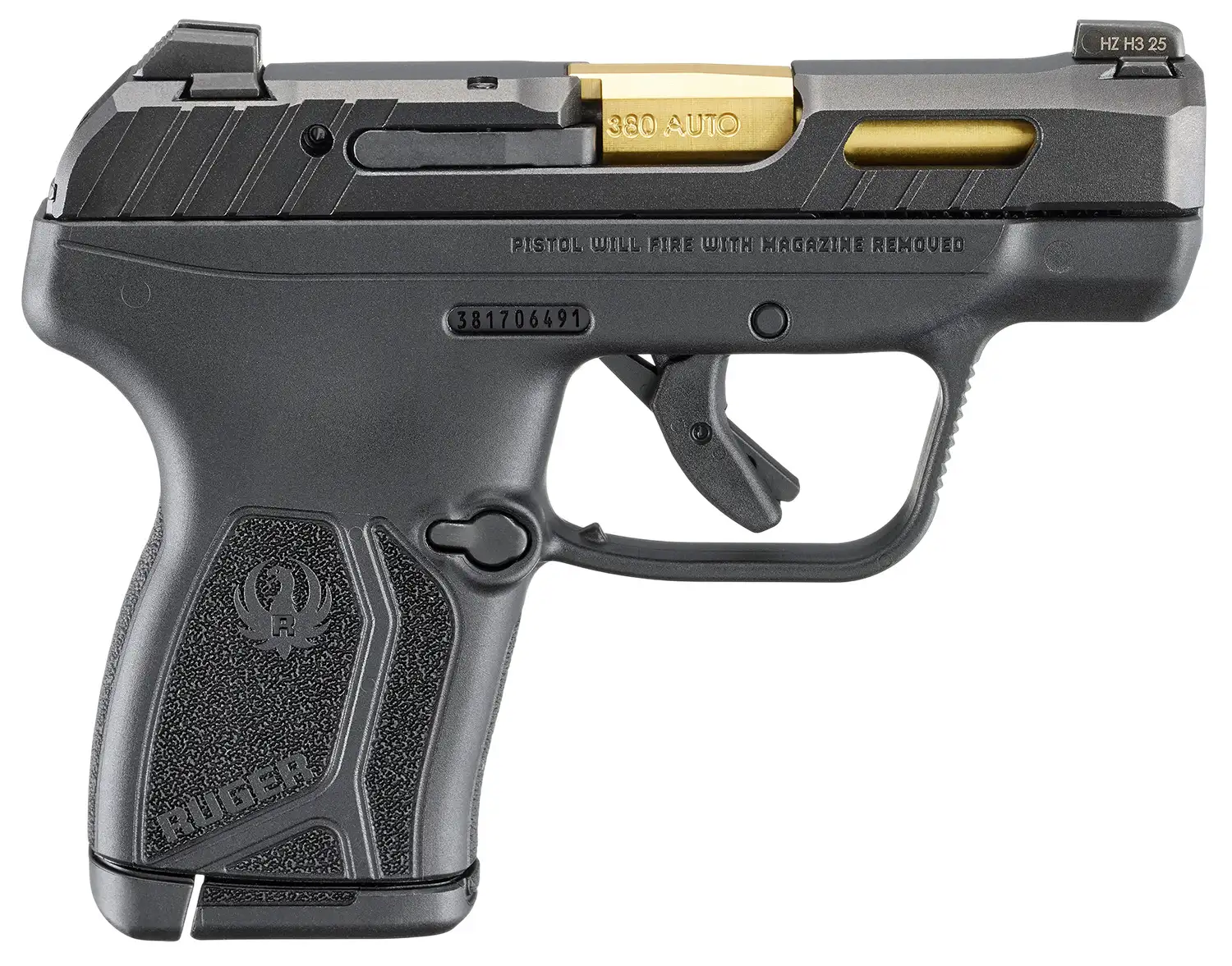 RUGER LCP MAX M.S. 380ACP PISTOL 2.8" BLACK/TITANIUM NITRIDE BBL, PORTED SLIDE 1-10RD MAG