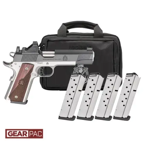 SPRINGFIELD ARMORY RONIN 1911 5" BL/STS 45ACP PSTL AOS U NOTCH F.O VIRIDIAN RFX11,BAG, 4 MAGS
