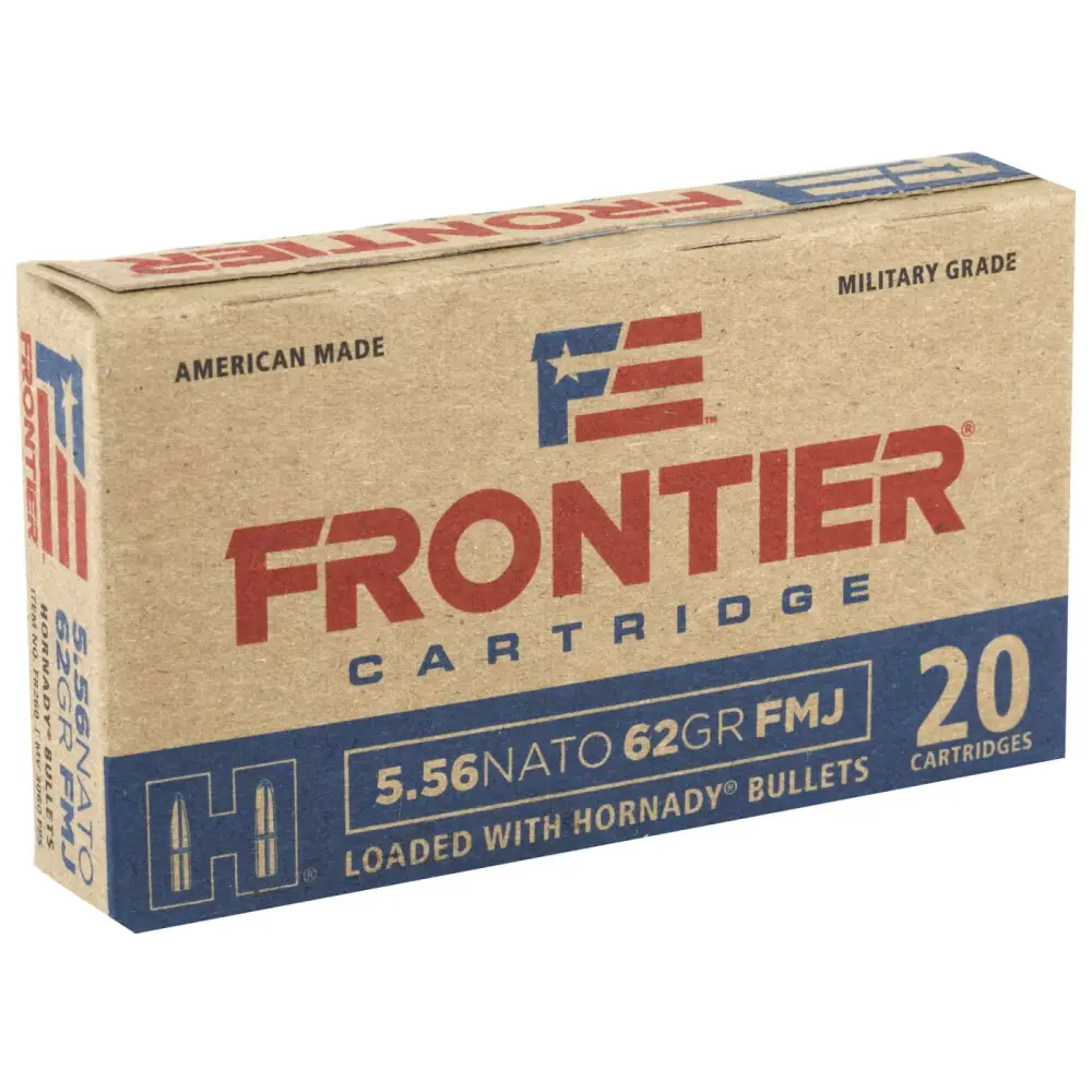 HORNADY FRONTIER 5.56NATO 62GR FMJ 20RD BX 500RD CASE