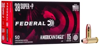 FEDERAL 38 SUPER +P 115GR JHP 50 RD/BX 20 BX/CS