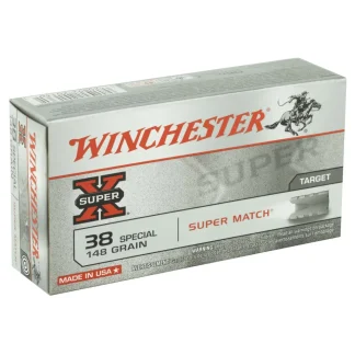 WINCHESTER 38 SPECIAL SUPER-X TARGET SUPER MATCH LWC 148 GR 50 RD/BX 10 BX/CS