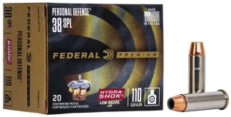 FEDERAL 38 SPL 110GR HYDRA-SHOK JHP 20 RD/BX 10 BX/CS
