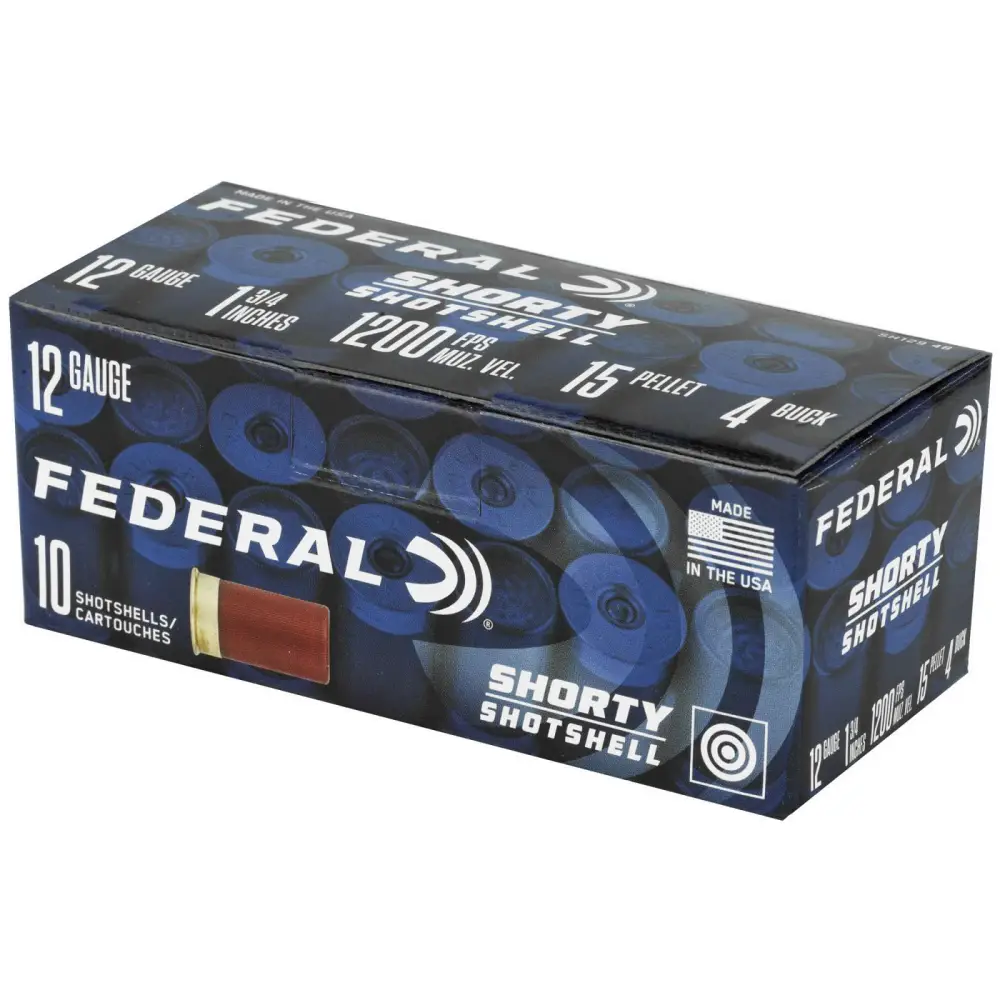 FEDERAL 12GA 1 3/4" 4 BUCK SHORTY SHOTSHELL 10 RD/BX 10 BX/CS - Image 2