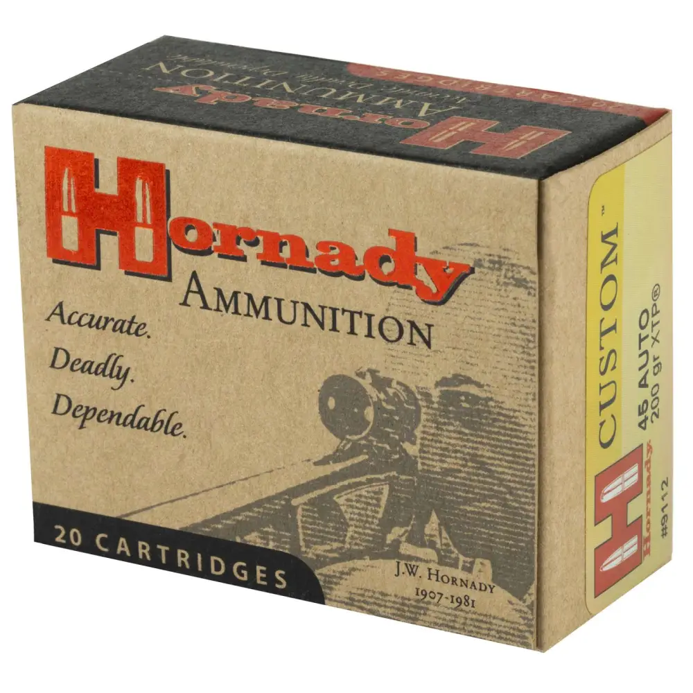 HORNADY CUSTOM 45ACP 200GR XTP 20RD BX 200RD CASE - Image 2