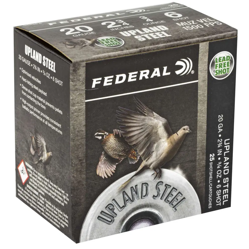 FEDERAL 20GA 2-3/4" 7/8OZ 6 UPLAND STEEL 25 RD/BX 10 BX/CS