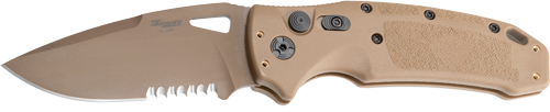 HOGUE K320A M17 3.5" AUTO FLDR - DROP POINT BLADE POLY TAN