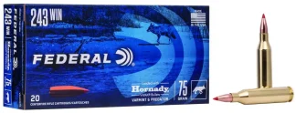 FEDERAL 243 WIN 75GR HORNADY V-MAX 20 RD/BX 10 BX/CS