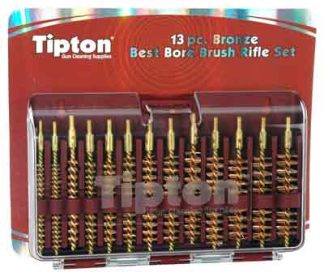 TIPTON 13-PIECE BRONZE RIFLE - BORE BRUSH SET W/STORAGE CASE