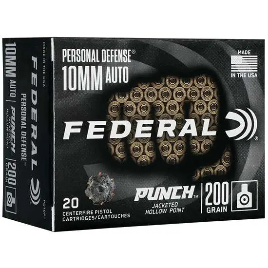 FEDERAL 10MM AUTO 200GR PUNCH JHP 20 RD/BX 10 BX/CS