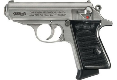 Walther 4796001 PPK .380ACP 3.3" 6+1 Stainless Steel/Black Grips