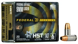 FEDERAL 9MM LUGER 147GR HST JHP 20 RD/BX 10 BX/CS