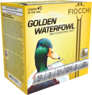 FIOCCHI GOLDEN WATERFOWL 12GA - 3" 1-1/4OZ #2 25RD 10BX/CS