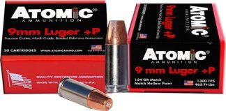 ATOMIC 9MM LUGER +P 124GR JHP - 20RD 10BX/CS