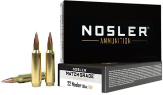 NOSLER MATCH GRADE 22CM - 85GR RDF HPBT 20RD 10BX/CS