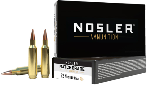 NOSLER MATCH GRADE 22CM - 85GR RDF HPBT 20RD 10BX/CS