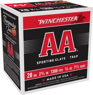 WINCHESTER AA 28GA 2.75" 3/4OZ - #7.5 1300FPS 250RD CASE LOT
