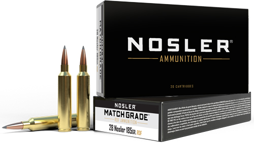 NOSLER MATCH GRADE 28 NOSLER - 185GR RDF HPBT 20RD 10BX/CS