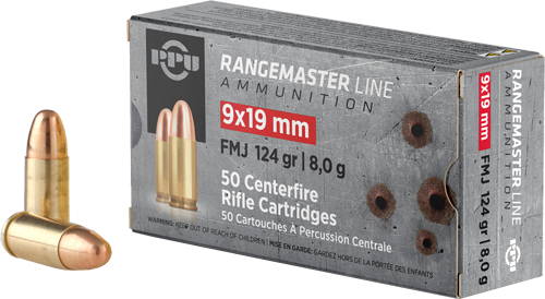 PPU RANGEMASTER 9MM LUGER - 124GR FMJ 50RD 20BX/CS