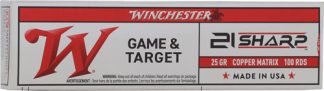 WINCHESTER USA 21 SHARP 25GR - LEAD FREE 1725FPS 100RD 20BX/C
