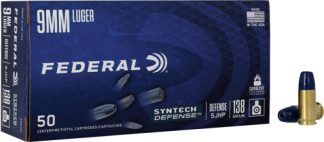 FEDERAL SYNTHETIC DEFENSE 9MM - LUGER 138GR SJHP 50RD 10BX/CS