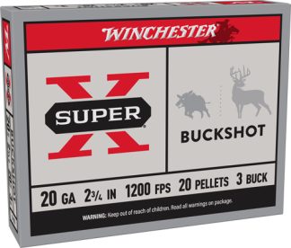 WINCHESTER SUPER-X 20GA 2.75" - #3 BUCK 20 PELLETS 5RD 50BX/CS