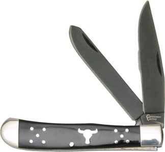 ABKT CATTLEMANS CUTLERY BLACK - ANGUS TRAPPER 2-BLADE FOLDER