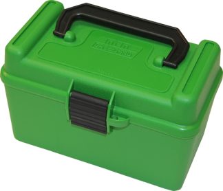 MTM DELUXE AMMO BOX 50-ROUNDS - RIFLE 22-250 TO 308 GREEN