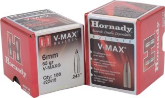 HORNADY BULLETS 6MM .243 - 65GR V-MAX 100CT 40BX/CS