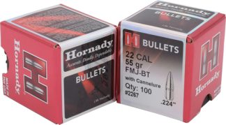 HORNADY BULLETS 22 CAL .224 - 55GR FMJ-BT 100CT 40BX/CS