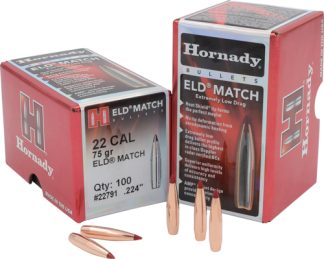 HORNADY BULLETS 22 CAL 224 - 75GR JHP-BT 100RD 25BX/CS