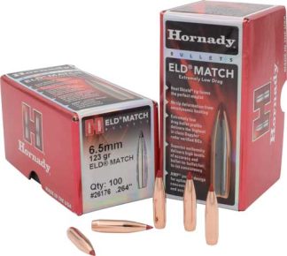 HORNADY BULLETS 6.5MM .264 - 123GR ELD-MATCH 100CT 25BX/CS
