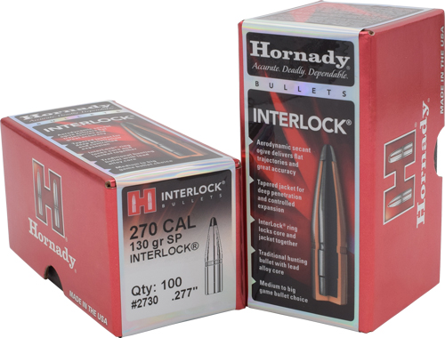 HORNADY BULLETS 270 CAL .277 - 130GR JSP 100CT 25BX/CS