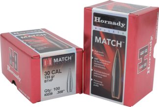 HORNADY BULLETS 30 CAL 308 155 - GR JHP-BT MATCH 100CT 15BX/CS