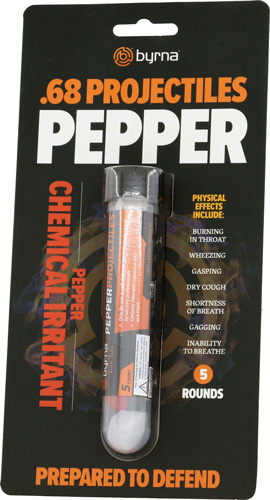 BYRNA PEPPER PROJECTILES - 5 COUNT TUBE .68 CAL