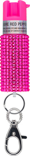 SABRE JEWELED PEPPER SPRAY W/ - SNAP CLIP/TWIST LOCK PINK