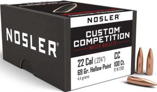 NOSLER BULLETS 22 CAL .224 - 69GR HP-BT CUSTOM COMP. 100CT