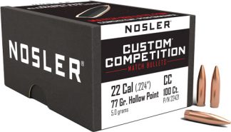 NOSLER BULLETS 22 CAL .224 - 77GR HP-BT CUSTOM COMP. 100CT