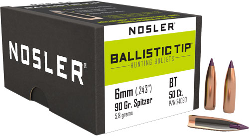 NOSLER BULLETS 6MM .243 - 90GR BALLISTIC TIP 50CT - Image 2