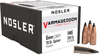 NOSLER BULLETS 6MM .243 - 70GR VARMAGEDDON TIPPED 250CT