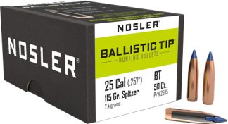 NOSLER BULLETS 25 CAL .257 - 115GR BALLISTIC TIP 50CT