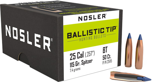 NOSLER BULLETS 25 CAL .257 - 115GR BALLISTIC TIP 50CT