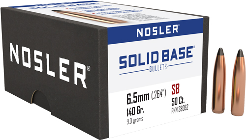 NOSLER BULLETS 6.5MM .264 - 140GR SOLID BASE SP 50CT