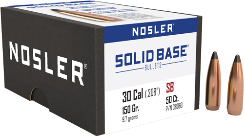 NOSLER BULLETS 30 CAL .284 - 150GR SOLID BASE SP 50CT