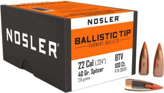 NOSLER BULLETS 22 CAL .224 - 40GR BALLISTIC TIP 100CT