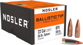 NOSLER BULLETS 22 CAL .224 - 55GR BALLISTIC TIP 100CT